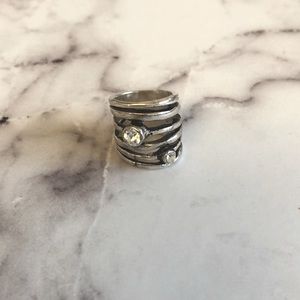 Silver band Ring with CZ.